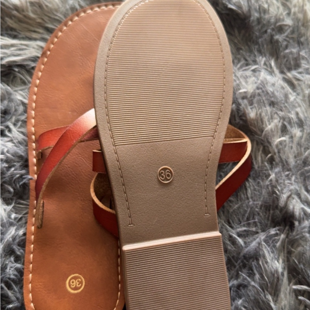 Women's Brown Leather Slide Sandals - Minimalist Casual Slides